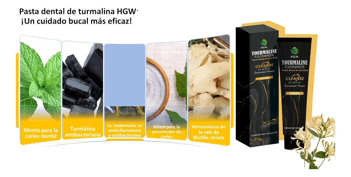 Pasta Dental Natural Tourmaline Negra World Herbs SIN FLUOR