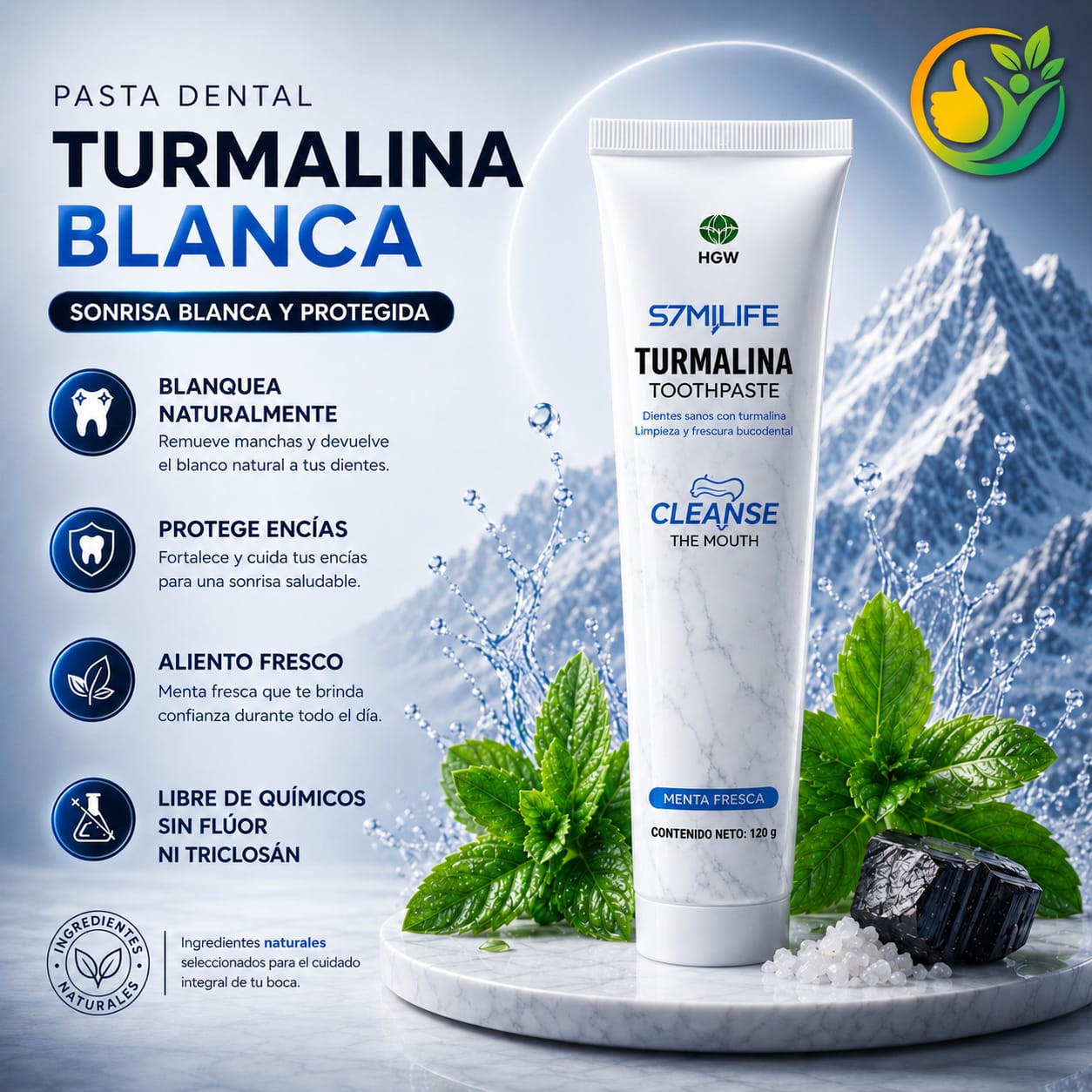 Kit x 2 Pastas Dentales Naturales de Tourmaline Blanca HGW | 240 g