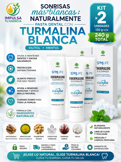 Kit x 2 Pastas Dentales Naturales de Tourmaline Blanca HGW | 240 g