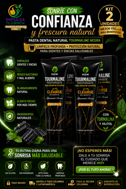 Kit x 2 Pastas Dentales Naturales Tourmaline Negra HGW® | 240 g