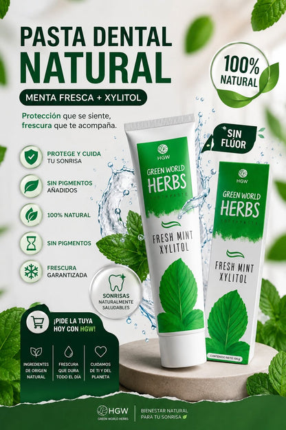Pasta Dental Natural Green World Herbs SIN FLUOR